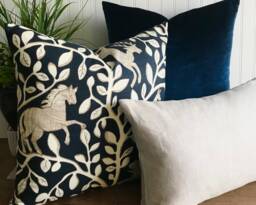 Navy Safari Animal Print Pillow Cover - Robert Allen Design - thumbnail 1