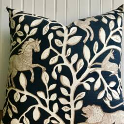 Navy Safari Animal Print Pillow Cover - Robert Allen Design - thumbnail 2