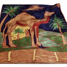 "Silk Embroidery Throw Cushion Cover - Camel 16""x16" - thumbnail 2