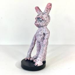Handmade Bunny Monkey Sculpture Folk Art Table Decor - thumbnail 2