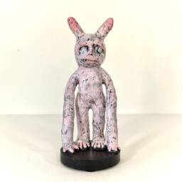 Handmade Bunny Monkey Sculpture Folk Art Table Decor - thumbnail 1