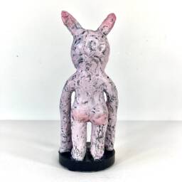 Handmade Bunny Monkey Sculpture Folk Art Table Decor - thumbnail 3