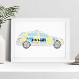 Personalised Police Car Word Art Print, Custom Wall Framed Picture Gift, Present For Officer - thumbnail 1