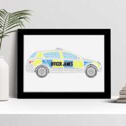 Personalised Police Car Word Art Print, Custom Wall Framed Picture Gift, Present For Officer - thumbnail 2