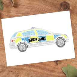 Personalised Police Car Word Art Print, Custom Wall Framed Picture Gift, Present For Officer - thumbnail 3