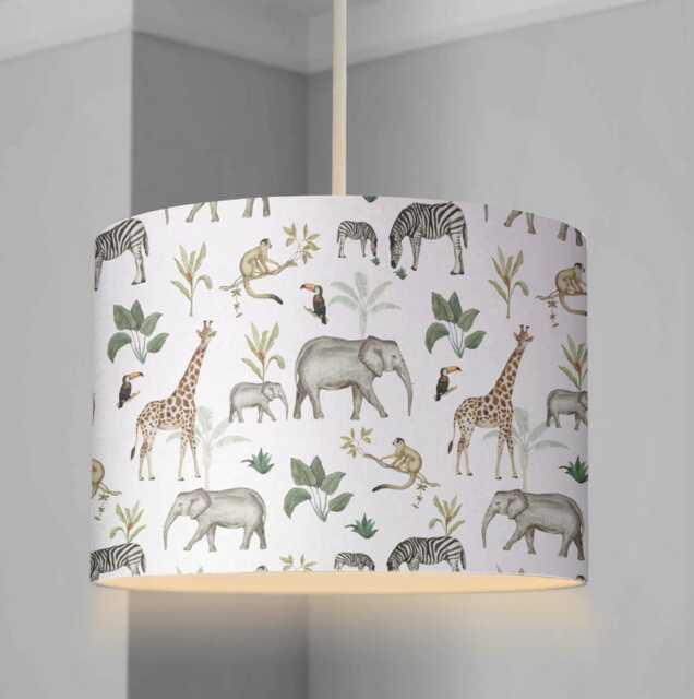 Lampshade - Nursery Safari Watercolour, Lampshade Or Table Lampshade Childrens Room Round - image 1