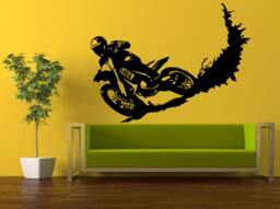 Wall Decal Vinyl Sticker Decals Interior Decor Diy Free Shipping Dirt Bike Biker Stunt Motorcycle Racing Rally L519 - thumbnail 1