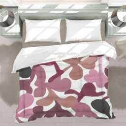 Funky Midcentury Modern Abstract Comforter, Maximalist Bedding For Eclectic Bedroom, Scandinavian Home Decor, Red Pink #198 - thumbnail 3