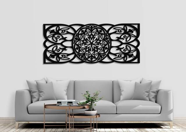 3D Decorative Openwork Panel, Flower Wall Decor, Ornate Graphics, Botanical Motif Wood Art, Ornament, Living Room, 53 X 119 - image 1