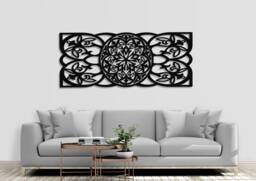 3D Decorative Openwork Panel, Flower Wall Decor, Ornate Graphics, Botanical Motif Wood Art, Ornament, Living Room, 53 X 119 - thumbnail 1