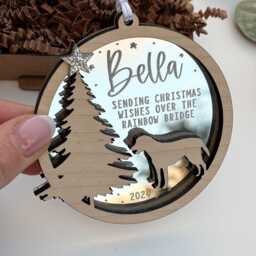 Christmas Dog Memorial Ornament, Dog Bauble, Personalised Star Decoration, Rainbow Bridge - thumbnail 2