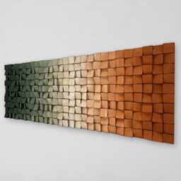 Handmade Wood Wall Decor - Living Room Art Ombre Sound Diffuser - thumbnail 3