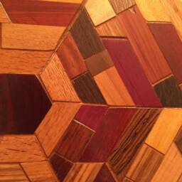 Hexagon Shaped Wood Wall Art Sculpture Featuring A Variety Of Exotic Pieces Geometrically Arrayed - thumbnail 2
