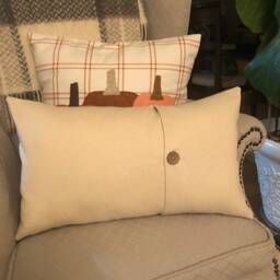 Pumpkin Pillow Felt Applique Lumbar Throw, Fall Decor - 12x18 - thumbnail 4