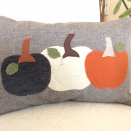Pumpkin Pillow Felt Applique Lumbar Throw, Fall Decor - 12x18 - thumbnail 2