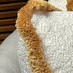 Ivory Boucle Double Sided Cushion Cover With Beige Fringe, Decorative Cushion, Luxury Cover, Scatter Pillow - thumbnail 3