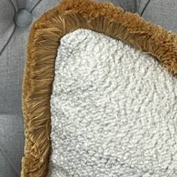 Ivory Boucle Double Sided Cushion Cover With Beige Fringe, Decorative Cushion, Luxury Cover, Scatter Pillow - thumbnail 2