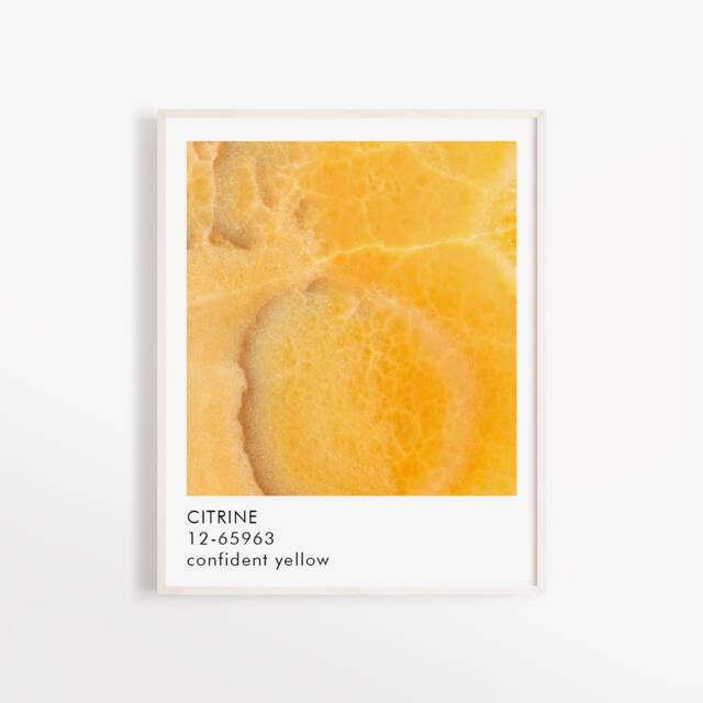 Yellow Citrine Texture Art Print Spiritual Gemstone Wall Decor - image 1