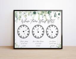In This Moment Time Stood Still - Precious Moments Stop Clocks Black & White Gift Set Of 3 Eucalyptus Family Couple - thumbnail 1