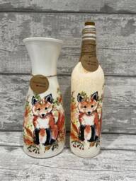Fox Vase & Light Up Bottle Set, Gifts, Fox Autumn, Xmas Gifts - thumbnail 1
