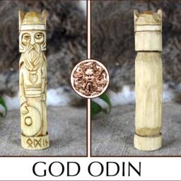 Norse Gods Set - Odin Thor Tyr Wooden Figurines, Viking Decor, Pagan Gift, Handmade Statues - thumbnail 3