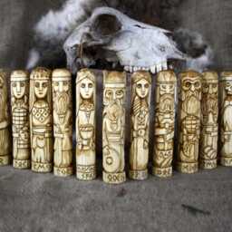 Norse Gods Set - Odin Thor Tyr Wooden Figurines, Viking Decor, Pagan Gift, Handmade Statues - thumbnail 4