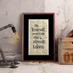 Be Yourself, Everyone Else Is Already Taken Printed On An Upcycled 120+ Year Old Antique Dictionary Page Wall Decor, Inspirational Art - thumbnail 4