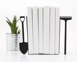 Shovel & Rake Bookends Minimalist Metal Book Holder, Gardener Gift - thumbnail 1