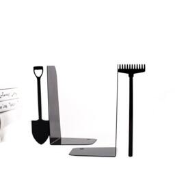 Shovel & Rake Bookends Minimalist Metal Book Holder, Gardener Gift - thumbnail 3