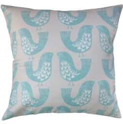 "Cushion Cover in Vintage Aqua Blue Scandi Birds 14"" 16"" 18"" 20" - thumbnail 1
