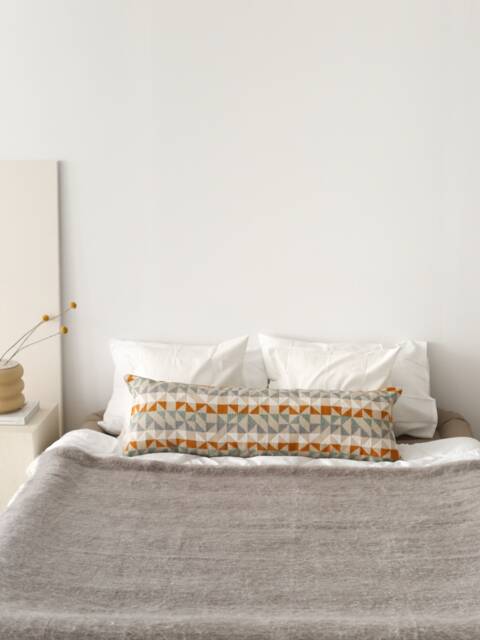 Patterned Lumbar Pillow Cover, Textured Triangle Design Long Oversized Case, Handmade Soft Body Any Size, Extra Large - image 1