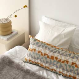 Patterned Lumbar Pillow Cover, Textured Triangle Design Long Oversized Case, Handmade Soft Body Any Size, Extra Large - thumbnail 3