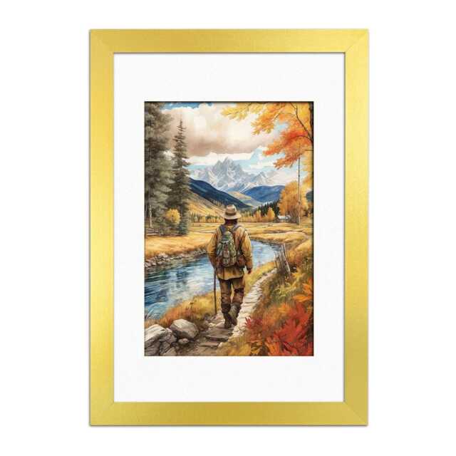 A2 A4 A1 A5 Picture Gold Frame With Mount, A3 Family For Trendy Wall Art, Colourful Modern Thin Multi Photo - image 1
