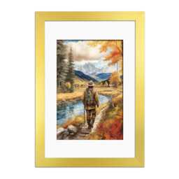 A2 A4 A1 A5 Picture Gold Frame With Mount, A3 Family For Trendy Wall Art, Colourful Modern Thin Multi Photo - thumbnail 1