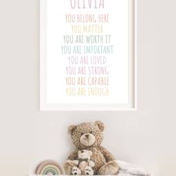 Girls Personalised Affirmation Print, Bedroom Prints, Motivationa Wall Art, Playroom Nursery Kids - thumbnail 2