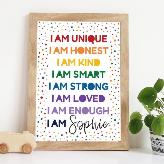 Positive Affirmation Print, Rainbow Prints, Boys Bedroom Playroom Girls Decor, Wall Art - image 1
