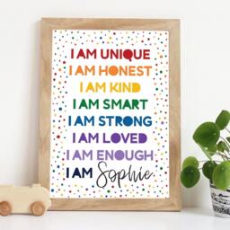 Positive Affirmation Print, Rainbow Prints, Boys Bedroom Playroom Girls Decor, Wall Art - thumbnail 1