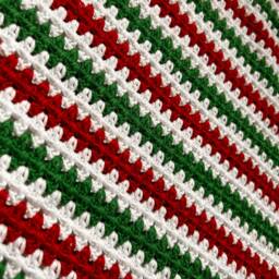 Christmas Blanket Crochet Cotton Red Green White - thumbnail 2