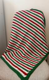 Christmas Blanket Crochet Cotton Red Green White