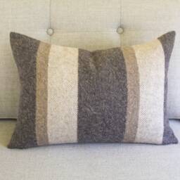 Midnight Navy Striped Wool Pillow Cover, Neutral Cover - Made To Order - thumbnail 2