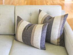 Midnight Navy Striped Wool Pillow Cover, Neutral Cover - Made To Order - thumbnail 1