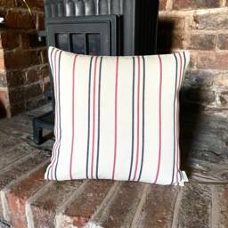 1210. Black & Red Stripes, Handmade 100% Cotton Cushion Cover Various Sizes - thumbnail 2