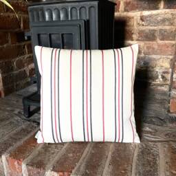 1210. Black & Red Stripes, Handmade 100% Cotton Cushion Cover Various Sizes - thumbnail 1