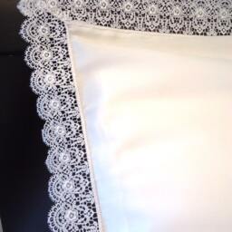 Venice Lace Pillow Sham - 1 Standard White 100% Cotton Sateen New - thumbnail 2