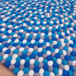 Handmade Wool Felt Ball Rug Turquoise Nursery Decor - thumbnail 2
