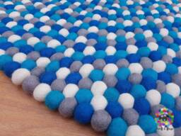 Handmade Wool Felt Ball Rug Turquoise Nursery Decor