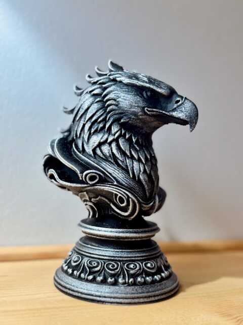 Hand-Finished Metallic Eagle Bust Sculpture - Silver Steel Effect Wildlife Ornament - image 1