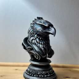 Hand-Finished Metallic Eagle Bust Sculpture - Silver Steel Effect Wildlife Ornament - thumbnail 4