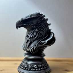 Hand-Finished Metallic Eagle Bust Sculpture - Silver Steel Effect Wildlife Ornament - thumbnail 3