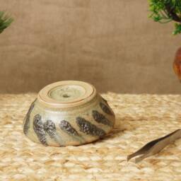 Handmade Green With Black Larva Effect Mame Bonsai Pot. G1957 - thumbnail 3